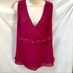 Announcements Fuschia V-Neck Beaded Maternity Top